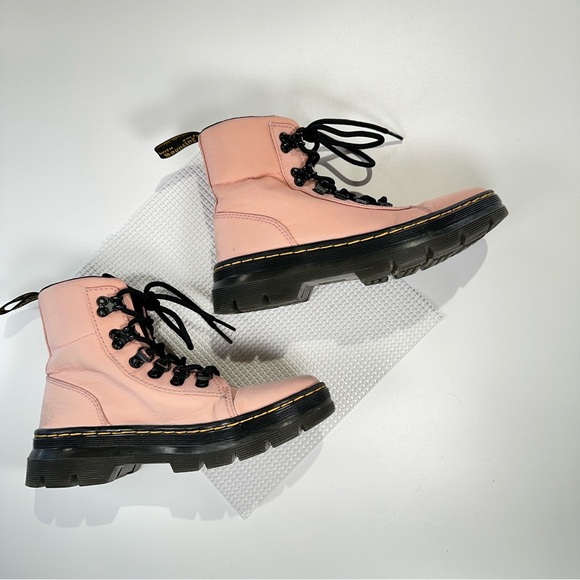 Dr Martens Combs Combat Boots Ankle Pink Lace Up Lug Sole Womens US 6 - Picture 4 of 13